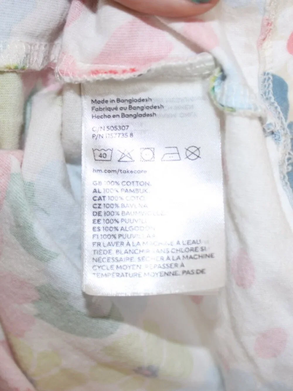 Girl's Size 6X/7 H&M 100% Cotton Floral Jersey Dress